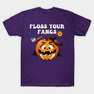 Funny Floss Your Fangs Dental Humor Halloween T-Shirt